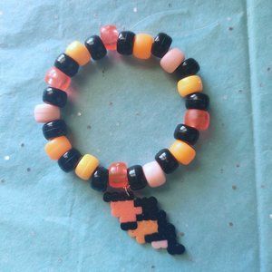 Orange n Black Trick or Treat Alt Goth Halloween Rave Kandi Bat Bracelet